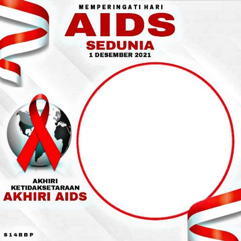 Background Desain Bingkai Foto Twibbon Memperingati Hari AIDS Sedunia 2021