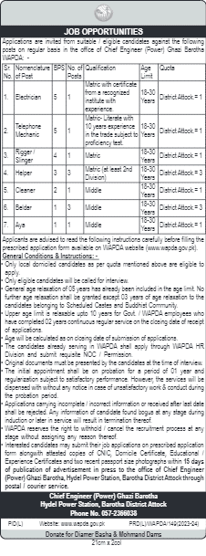 How to apply for a job at the Water and Power Development Authority in 2023?