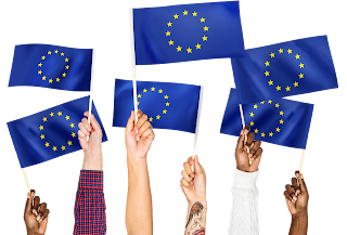 Waving Europe Flag in Hands Transparent Image