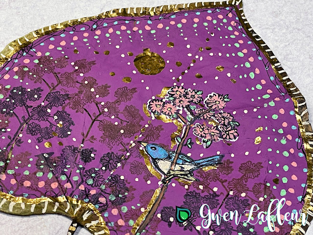 Stamped and Painted Leaf Closeup with EGL27 - Gwen Lafleur