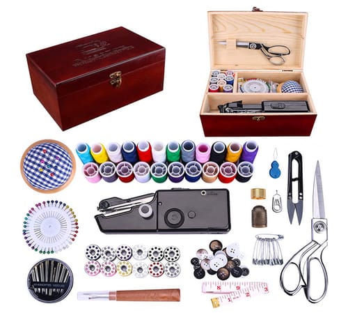 BRIGHTLYLIT Wooden Sewing Box Portable Hand Sewing Machine