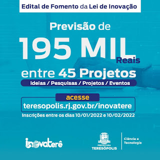 Inscrições para o Edital de Fomento de Projetos com Base Tecnológica de Teresópolis seguem até dia 10/02