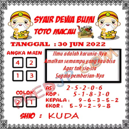 Prediksi Dewa Bumi Togel Macau Pools Jumat 30-06-2023