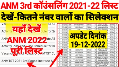 एमपी एएनएम काउंसलिंग 2022 की मेरिट लिस्ट जारी हो चुकी है mp anm 3rd counselling 2022 latest update, mp anm 3rd counselling 2022, mp anm 3rd round seat allotment 2022