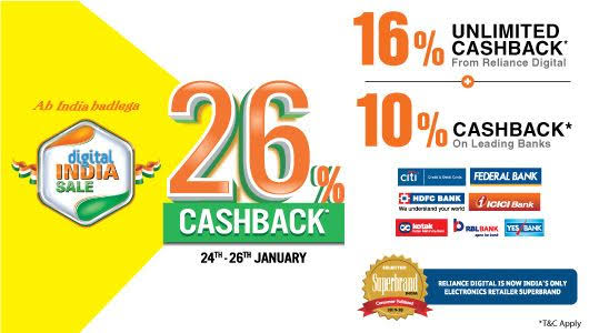 Reliance Digital's Republic Day offer; Additional discount buy online/offline