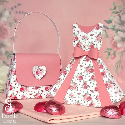 Pink Handbag and Dress Favour Boxes by Esselle Crafts