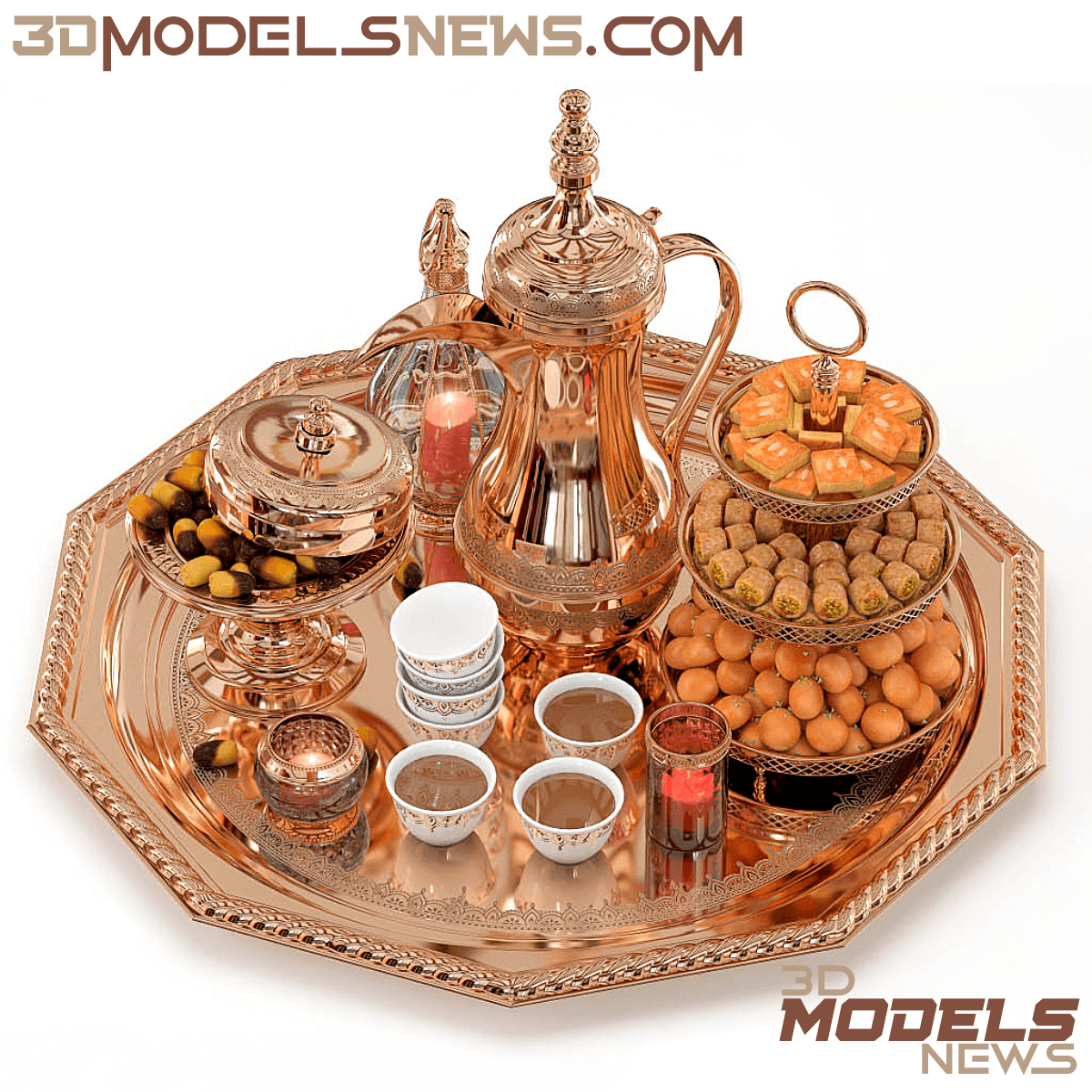 Decorative model of arabic coffee with sweets 2