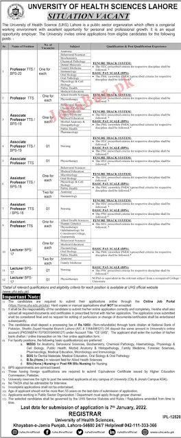 university-of-health-sciences-uhs-lahore-jobs-2021-apply-online