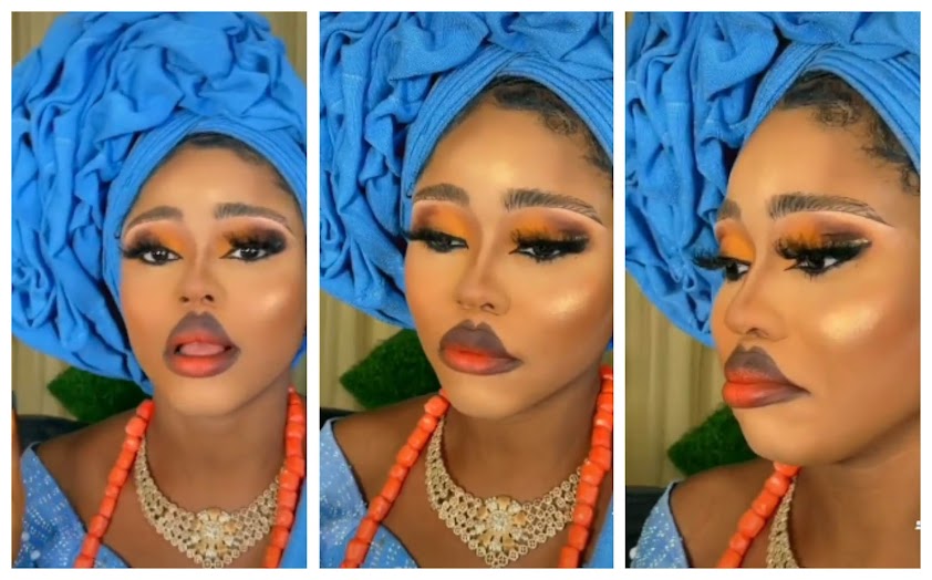 Lady goes viral over the look of her makeup (Video)