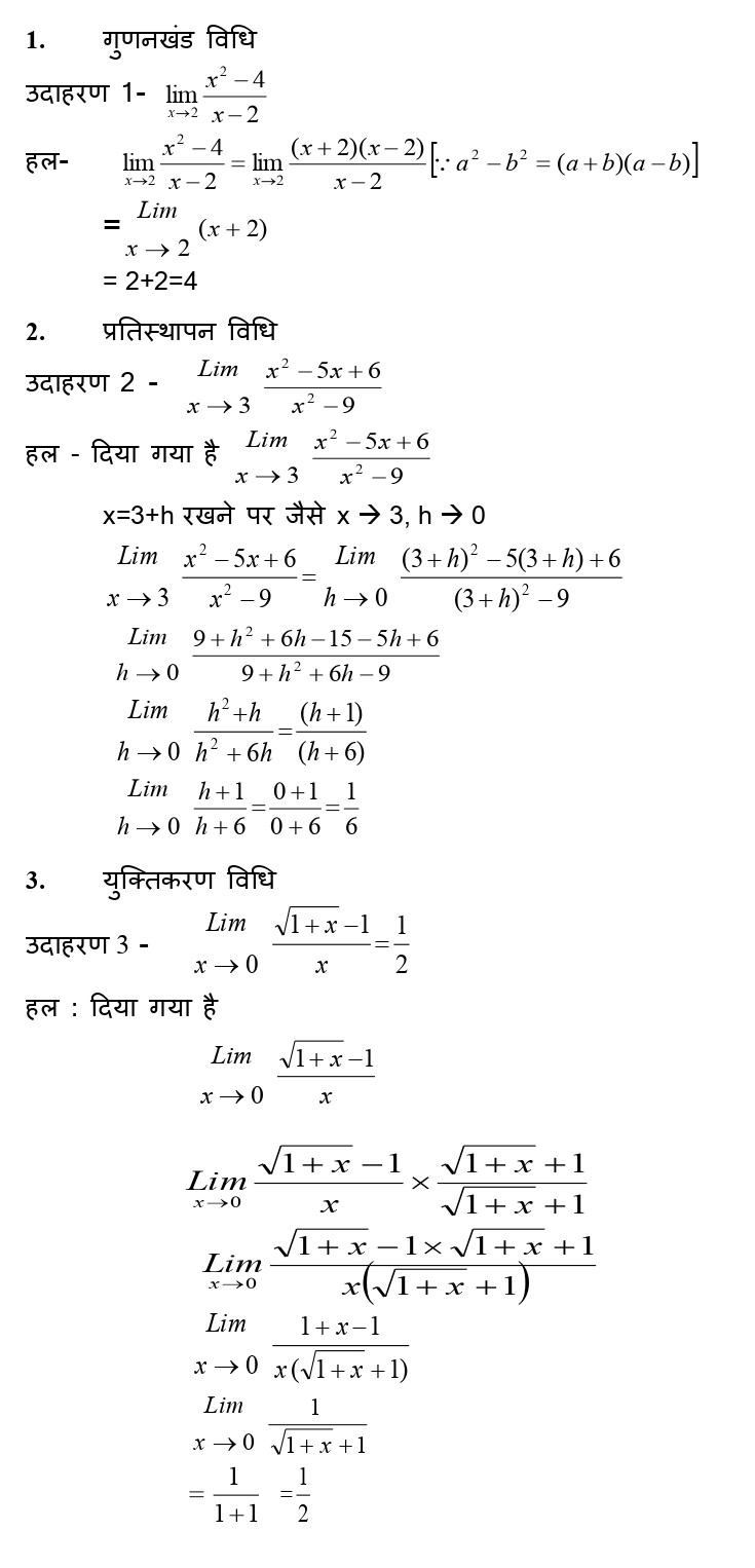 फलन की सीमा ज्ञात करने की विधियाँ