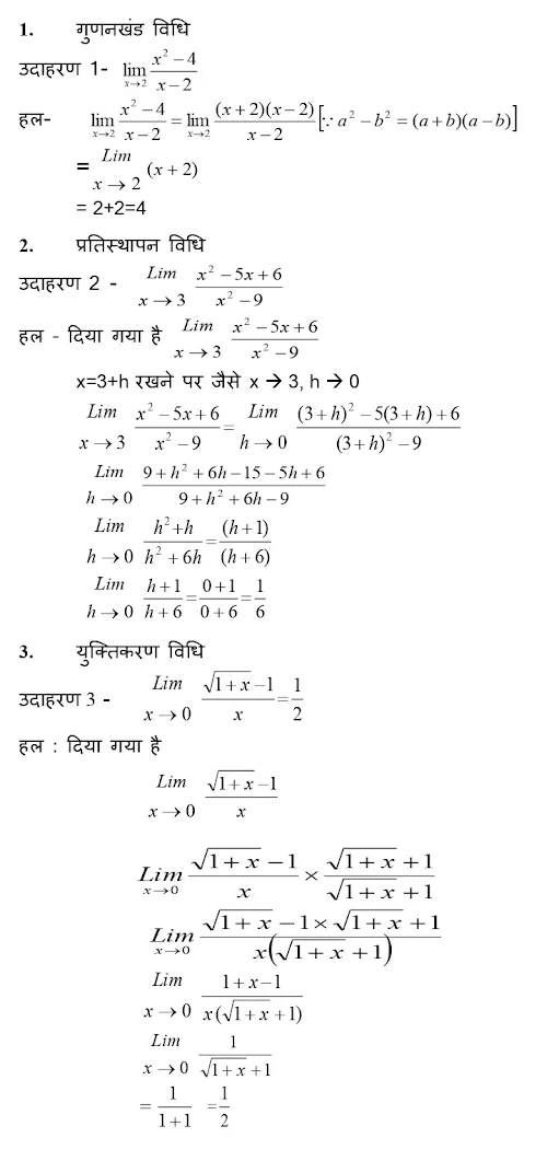 फलन की सीमा ज्ञात करने की विधियाँ