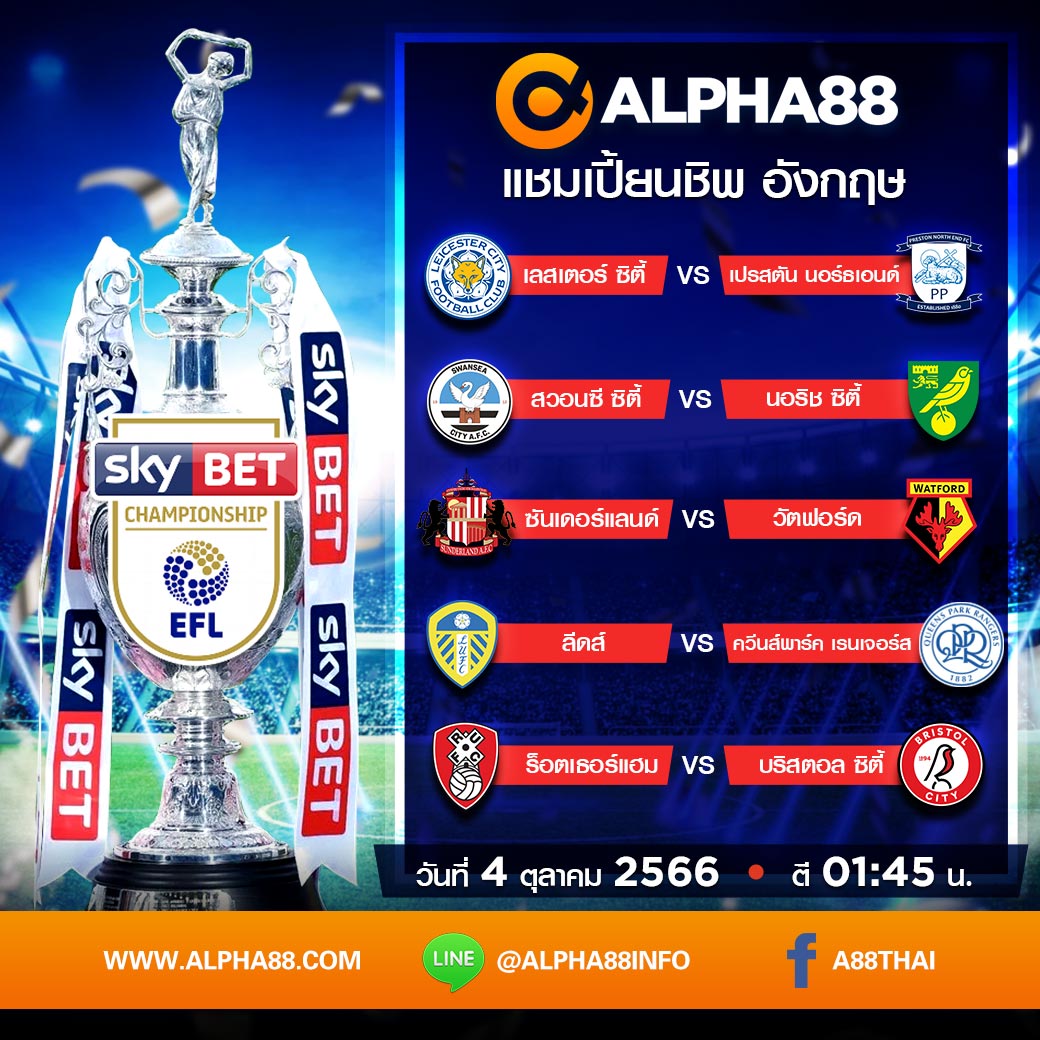 ALPHA88:วิเคราะห์บอลคู่ เลสเตอร์ vs เปรสตัน คืนนี้