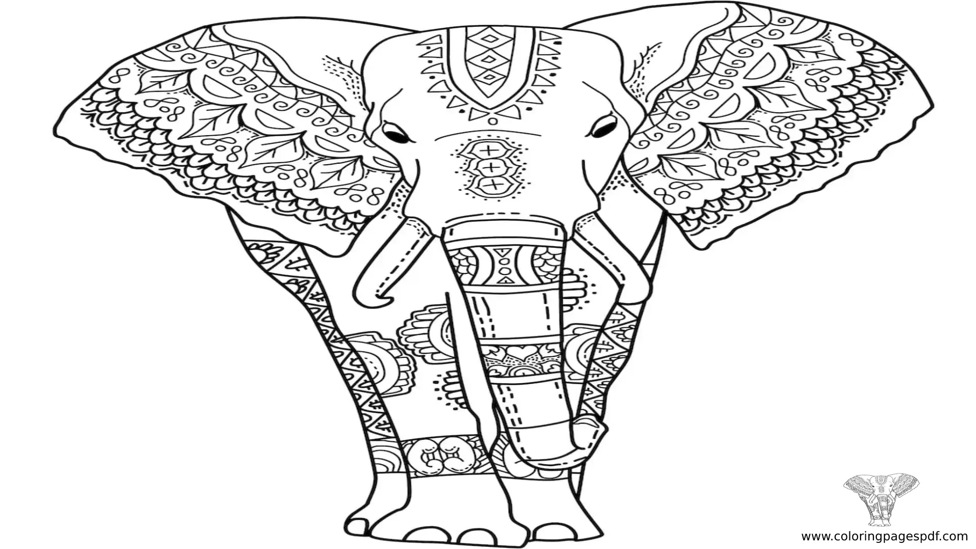 Coloring Pages Of An Elephant With Arab Designs Mandala
