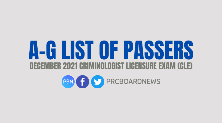 A-G Passers: December 2021 Criminology board exam CLE result