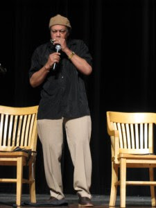 Billy Branch playing the harmonica on May 14, 2015, at Harold Washington Library Center's Cindy Pritzker Auditorium in Chicago, Illinois