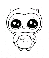 Kawaii cute owl coloring page