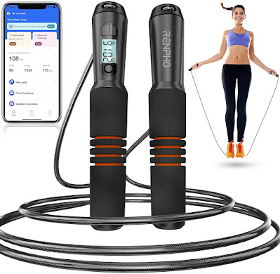 RENPHO Smart Jump Rope, Fitness Skipping Rope with APP Data Analysis, Workout Jump Ropes for Home Gym