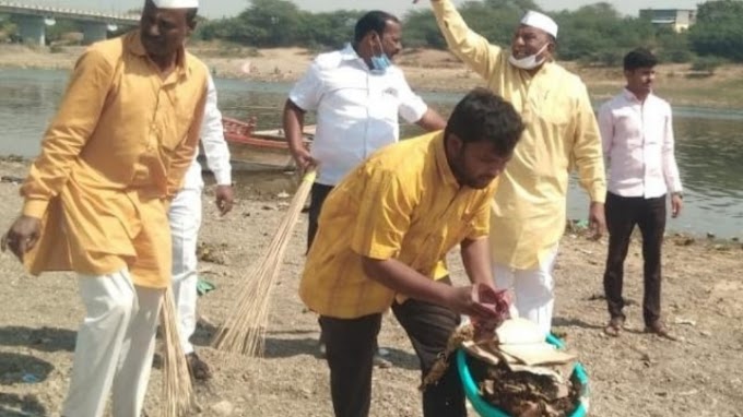 शाहू परिवाराचा स्तुत्य उपक्रम - माजी मंत्री लक्ष्मणराव ढोबळे यांच्या मार्गदर्शनाखाली चंद्रभागा नदी पात्रात आणि वाळवंटात चालवली स्वच्छता मोहीम - शिवशाही न्यूज