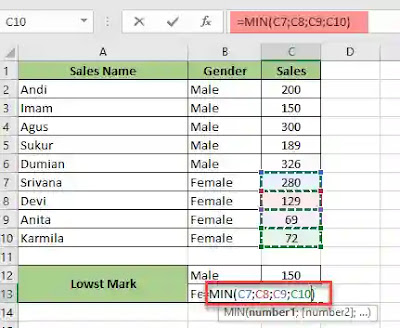 rumus excel min