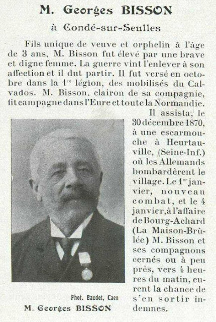 1911 - Le jardinier de Condé sur Seulles médaillé au titre de la guerre de 1870.