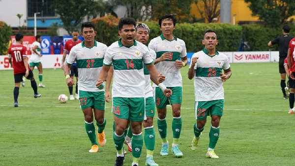 Para pemain Timnas Indonesia saat laga kontra Laos