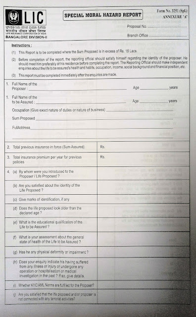 LIC special moral hazard form - LIC forms download online