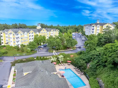 Drone Image of Lynnfield Commons property with pool