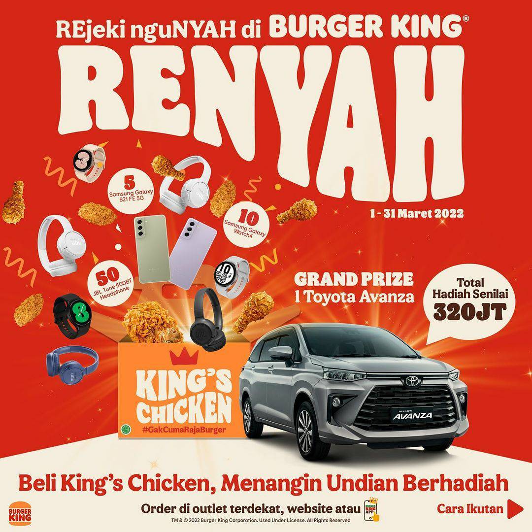 Promo BURGER KING BELI Paket Ayam Undian Renyah BERHADIAH 320JUTA