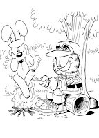 Garfield and Odie play golf coloring page