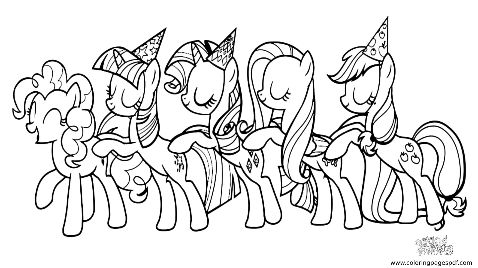 Coloring Pages Of My Little Pony Characters Celebrating