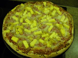 Canadian Bacon, Pineapple, and Banana Pepper Pizza