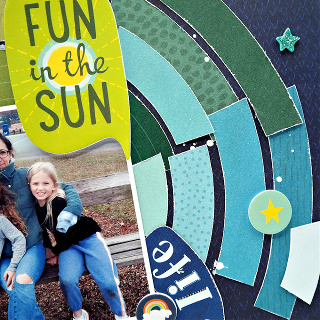 Family Fun Scrapbook Layout Using Shimelle Products and the Color Wheel as a Design Guide