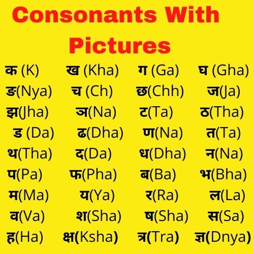 a aa e ee Consonants Text in Hindi