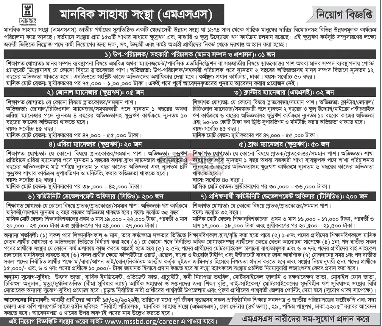 Manabik Shahajya Sangstha Job Circular image 2022 