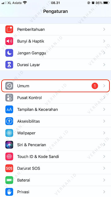 pengaturan umum iphone