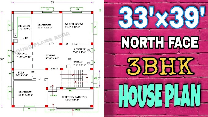 3BHK North Facing Small House Plan With Parking| Ghar Ka Naksha 