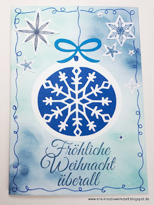 Weihnachtskarten mit Schneeflocken-Kugel: Stanzteile mehrfach verwenden Stampin' Up! www.eris-kreativwerkstatt.blogspot.de