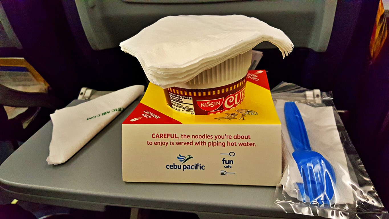 cup noodles (it's not free) on board a cebu pacific flight from cebu to singapore