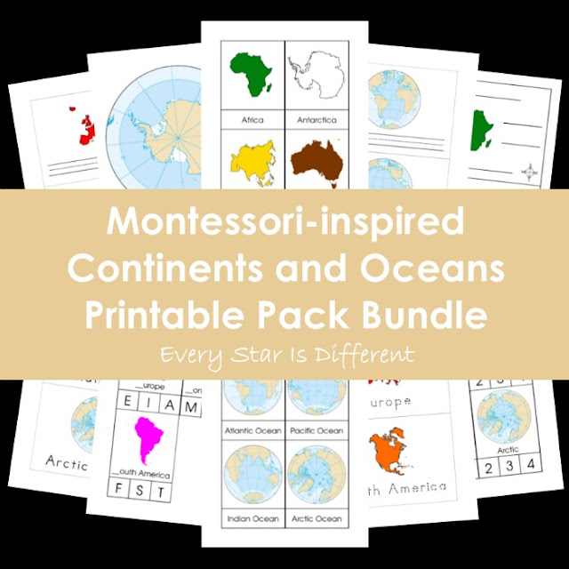 Continents and oceans printable pack