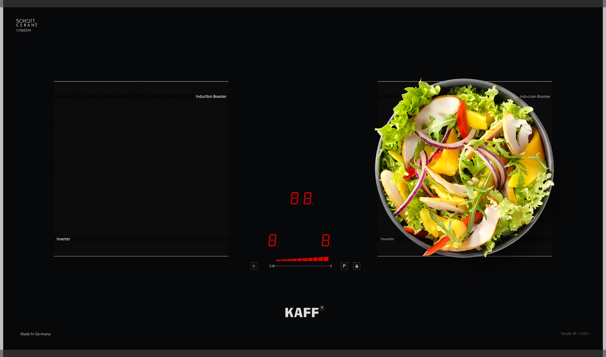 Bếp từ Kaff KF-IH201II trang bị nhiều tiện ích hữu dụng giúp việc nấu ăn trở lên nhanh chóng và dễ dàng hơn.