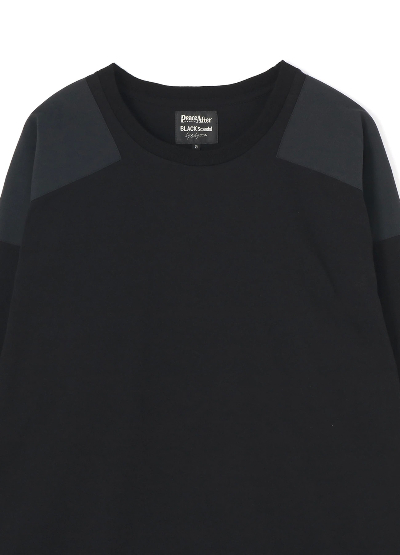 Yohji Yamamoto Black Scandal｜PEACE AND AFTER ROUND NECK SHOULDER PATCH LONG SLEEVES TEE HG-T93-999-1 US＄365