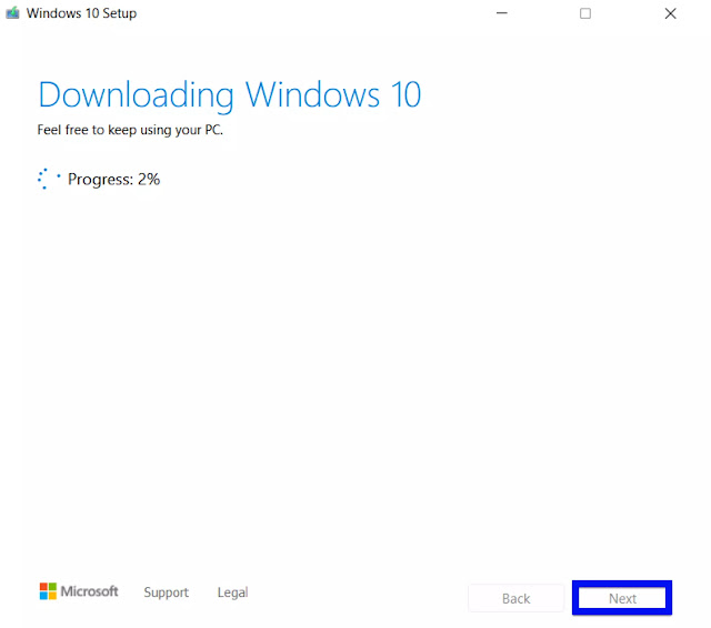 proses downloading windows 10