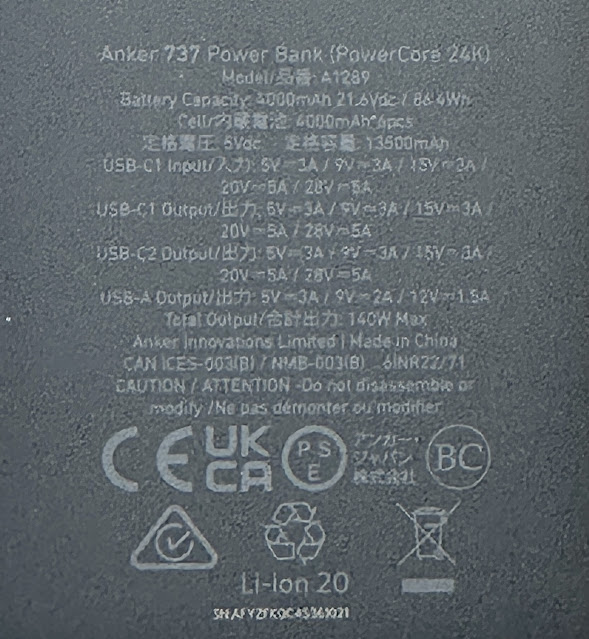 Test: Anker 737 (PowerCore 24K) - 140 watt MacBook power bank