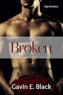 Gay Erotica boocover for Broken showing bare chested man holding roses