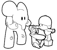 Pocoyo, Elly and Pato coloring page