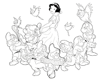 Snow White and the dwarfs coloring pages