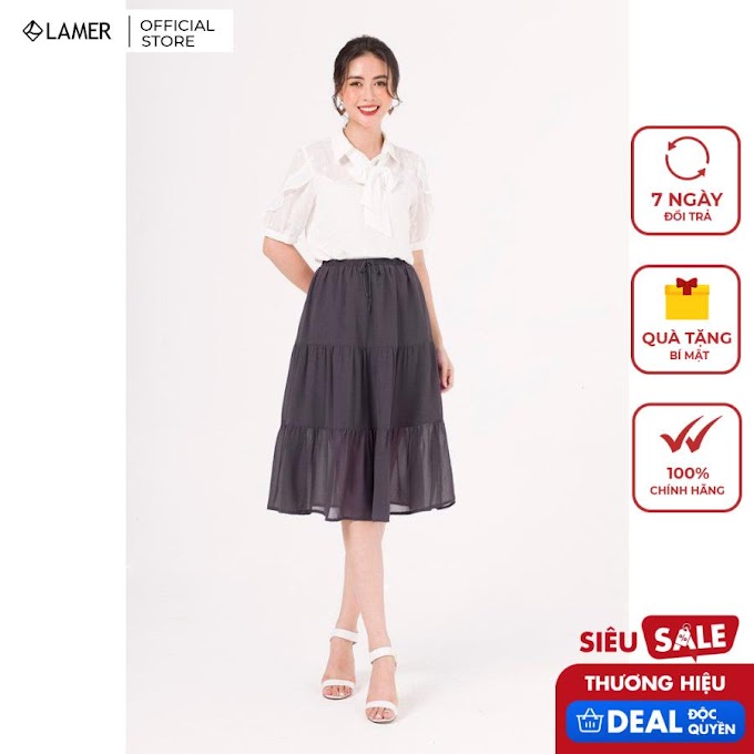 Mall Shop [ lamer.fashion ] Áo sơ mi nữ cổ nơ buộc LAMER L61B20H019 (Trắng)