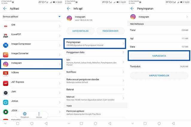 instagram tidak bisa dibuka coba hapus data aplikasi