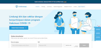 Beranda atau Halaman Awal PeduliLindungi