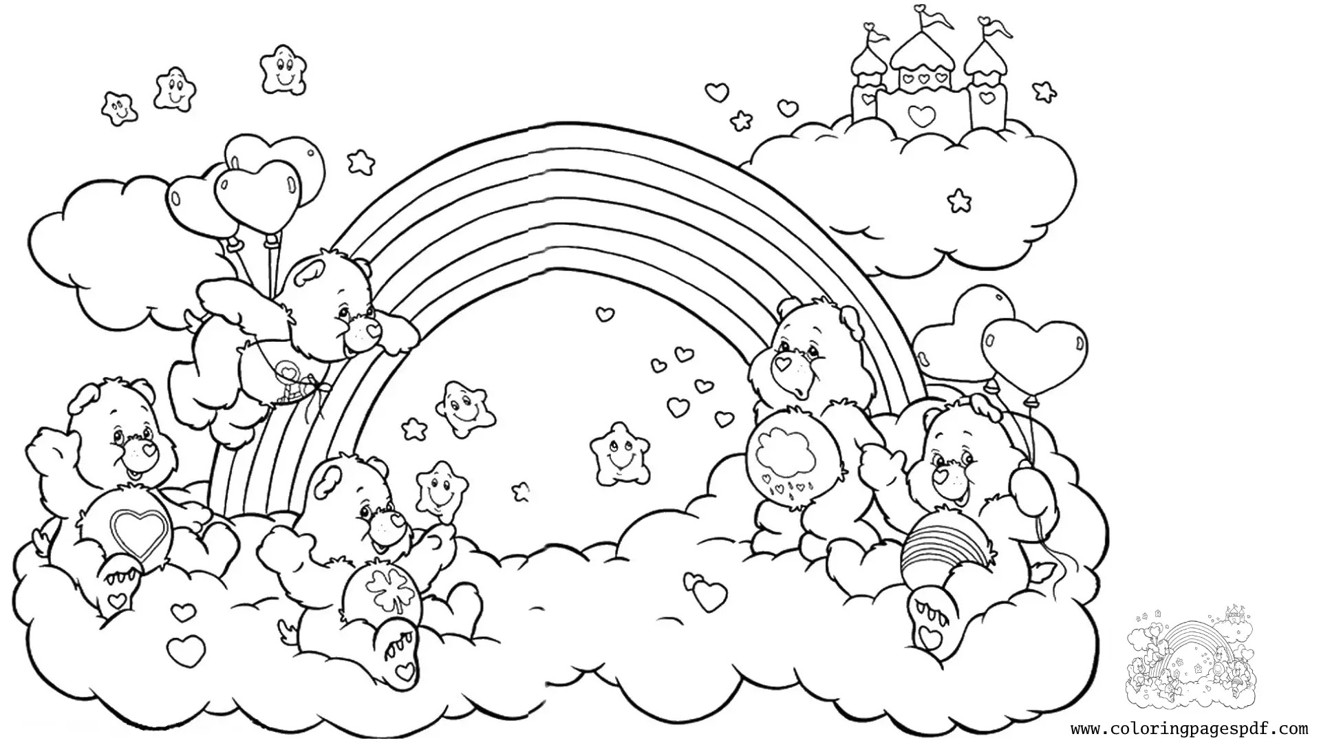 Coloring Pages Of Teddy Bears With A Rainbow